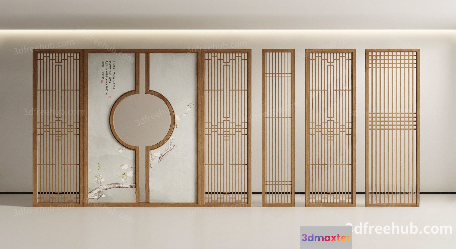 Asian-Inspired Wooden Decor 3D Model - 18567 - VRAY Render