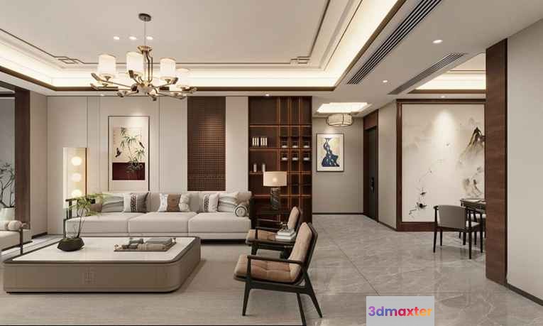 Modern Living Room 3D Model - 10685 - CORONA Render