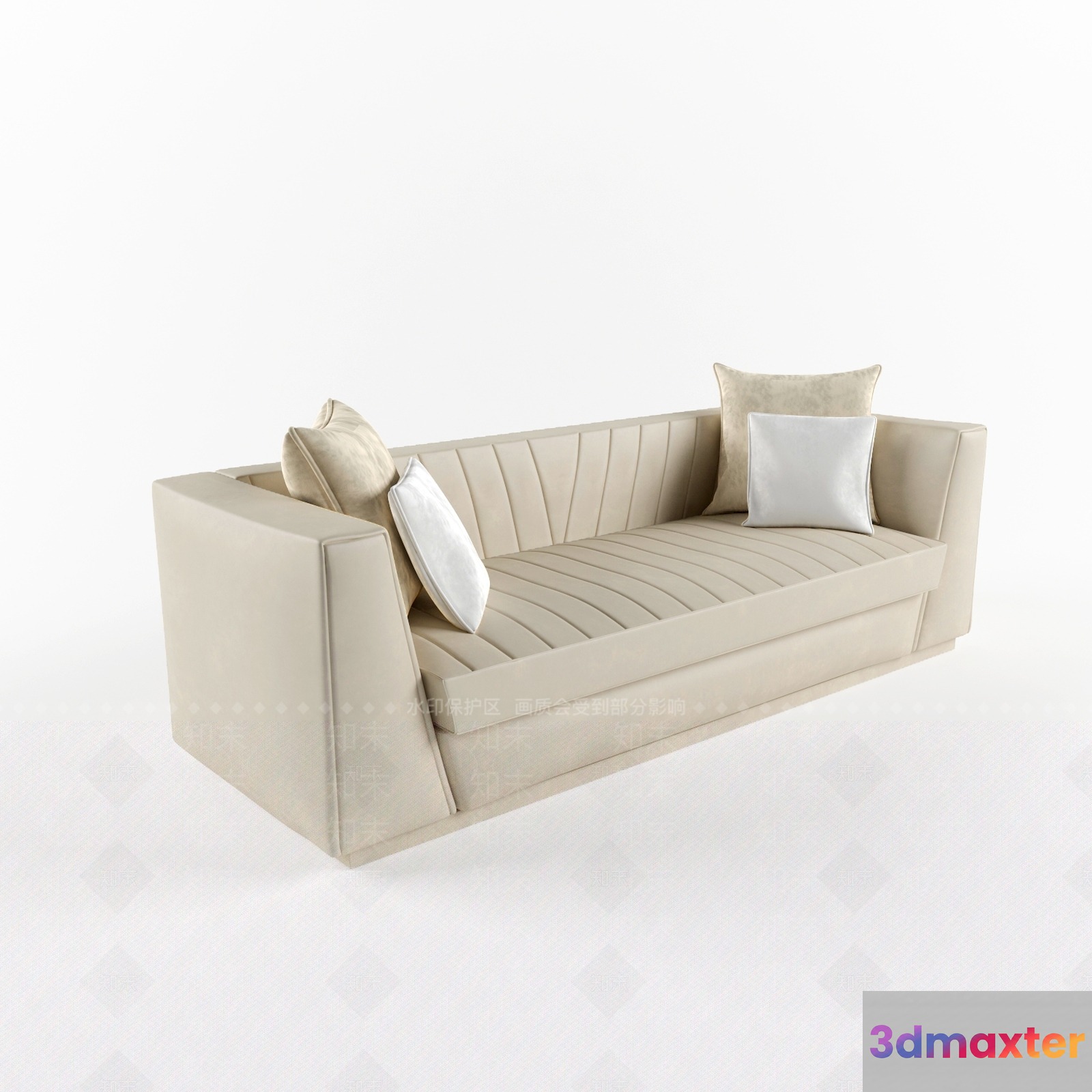A Cream-Colored Sofa 3D Model - 15482 - VRAY Render