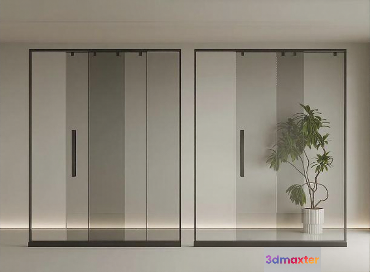 Modern Glass Doors 3D Model - 12133 - VRAY Render