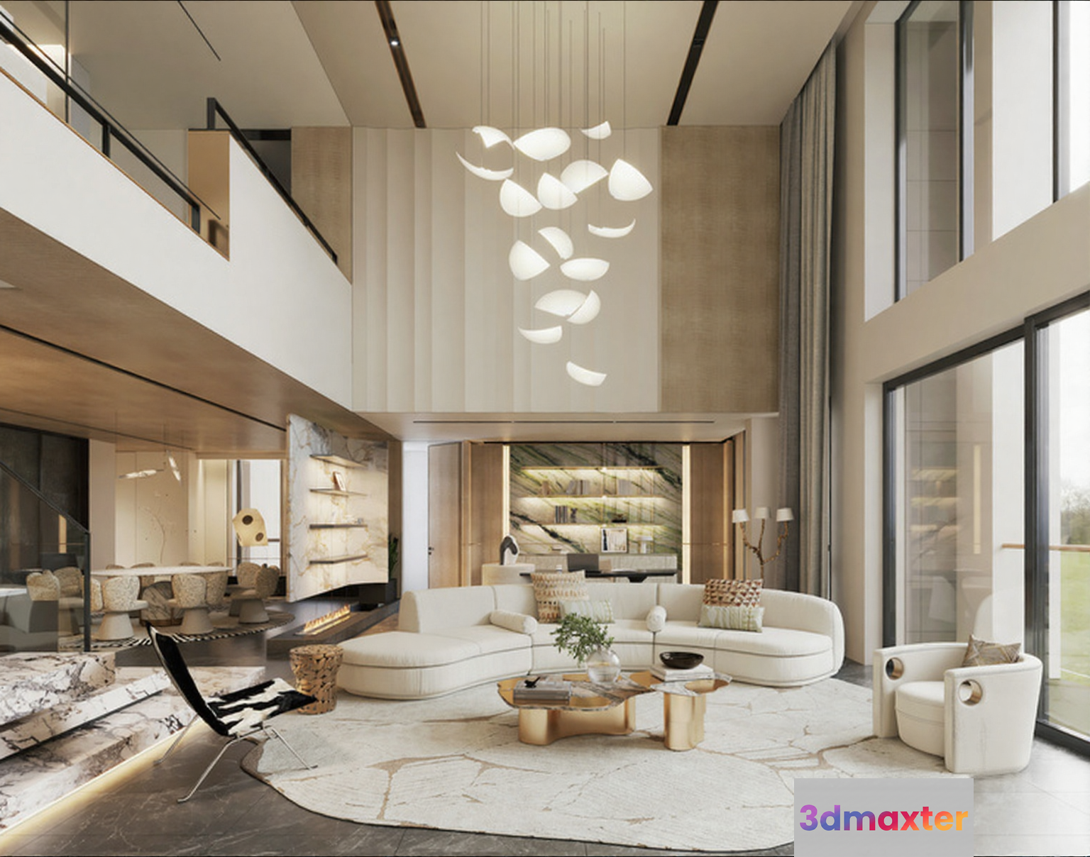 Modern Living Room 3D Model - 1419 - CORONA Render