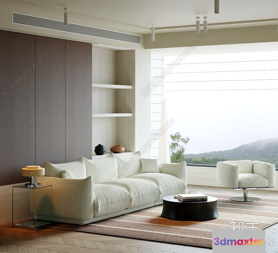 Modern Living Room 3D Model - 7347 - VRAY Render