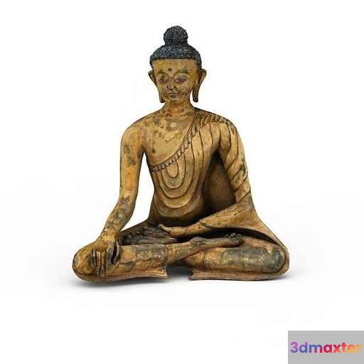 A Gold Statue Of A Buddha 3D Model - 13978 - VRAY Render