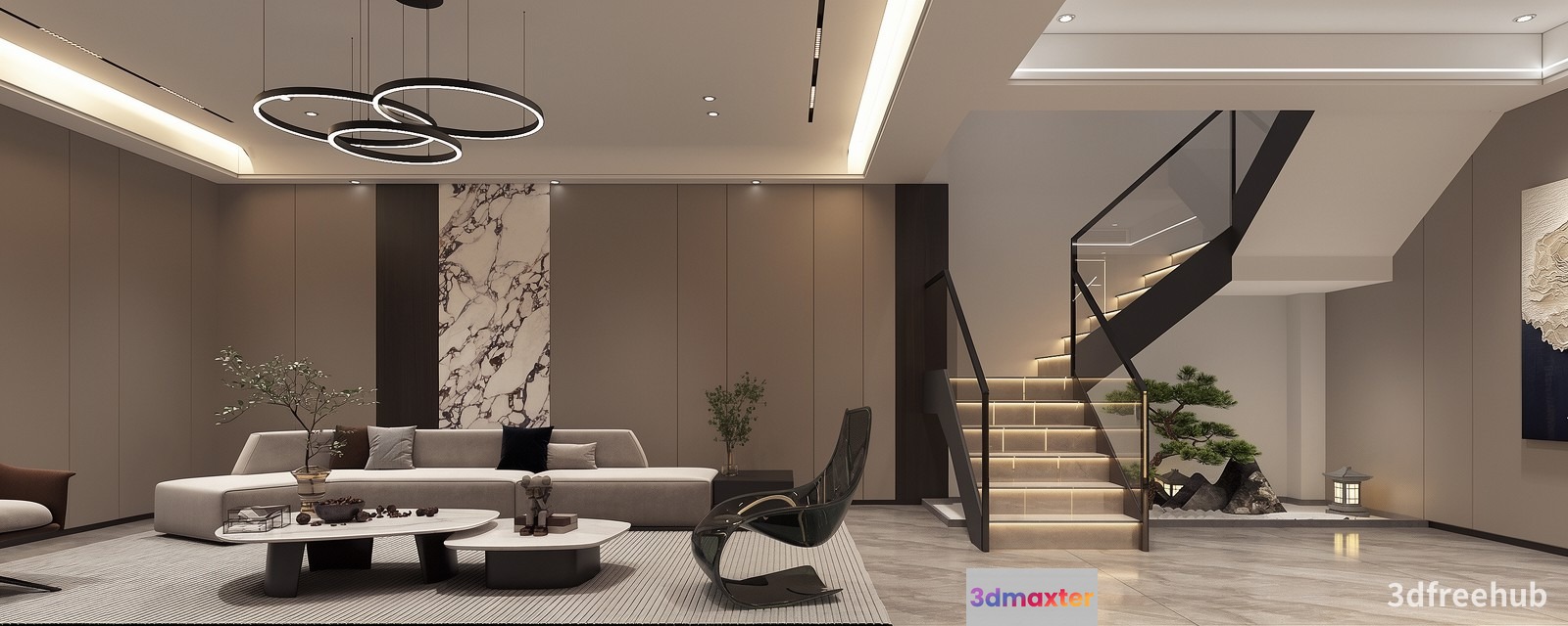 Modern Living Room 3D Model - 22234 - VRAY Render