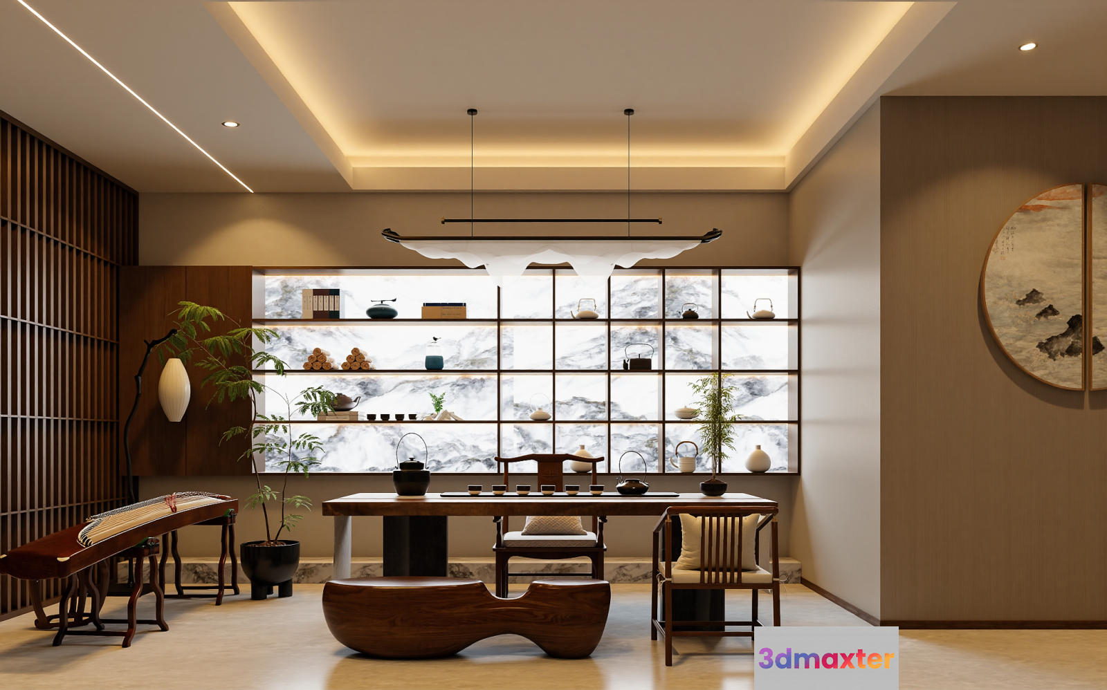 Asian-Style Dining Room 3D Model - 22331 - VRAY Render