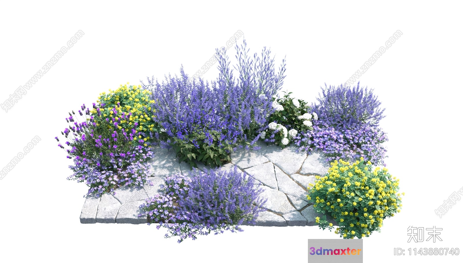 Flowers On A Rock 3D Model - 15853 - CORONA Render