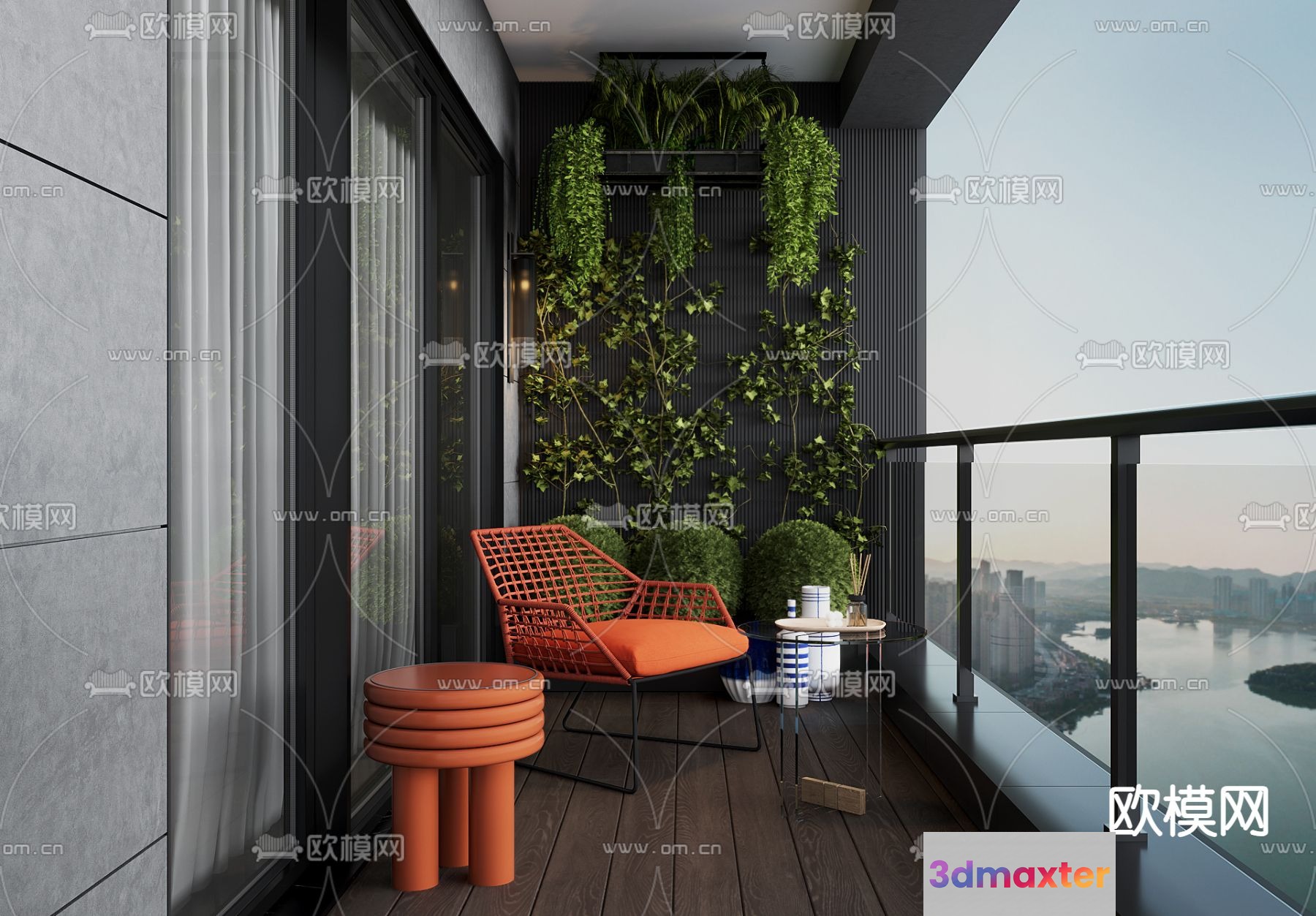 A Balcony With A View 3D Model - 16587 - VRAY Render