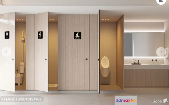 Modern Bathroom Interior 3D Model - 12635 - VRAY Render