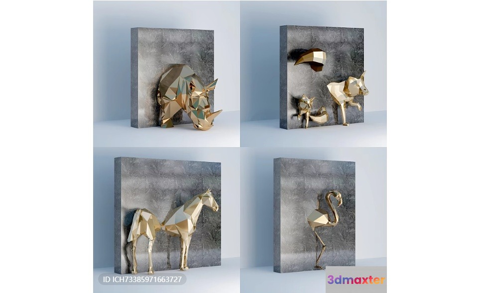 A Collection Of Animal Sculptures 3D Model - 14404 - VRAY Render