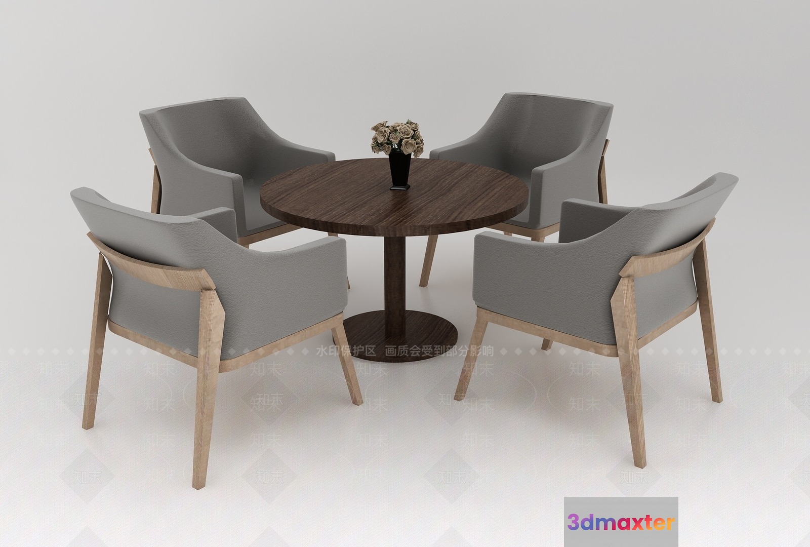 A Round Table With Four Chairs 3D Model - 5454 - VRAY Render