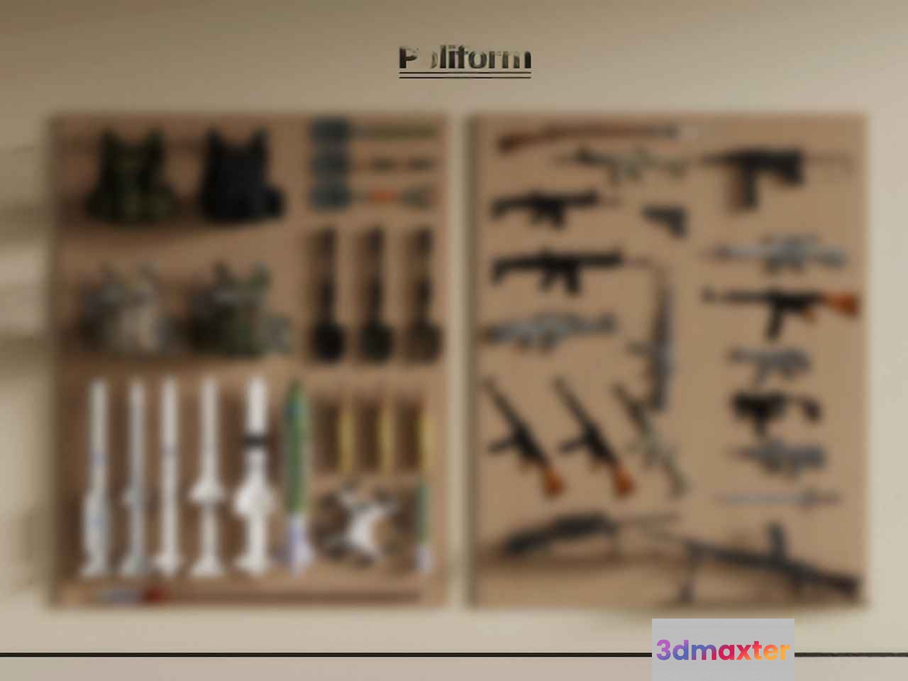 A Blurry Image Of Weapons 3D Model - 11416 - VRAY Render