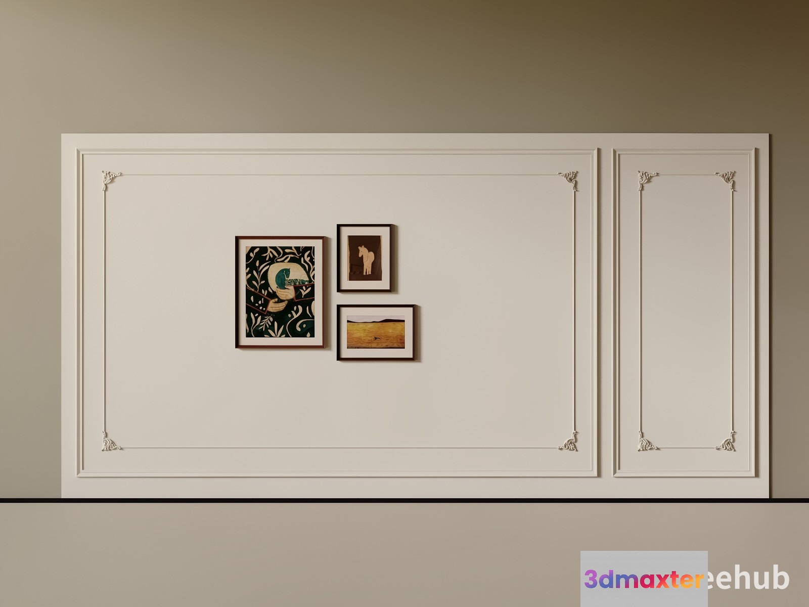 Three Framed Pictures On A Wall 3D Model - 20410 - VRAY Render