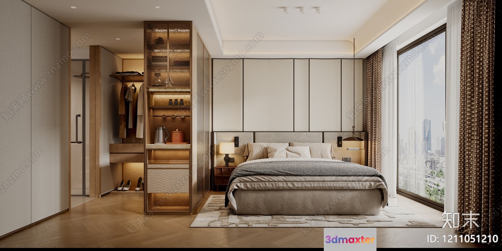 Cozy Modern Bedroom 3D Model - 3276 - VRAY Render