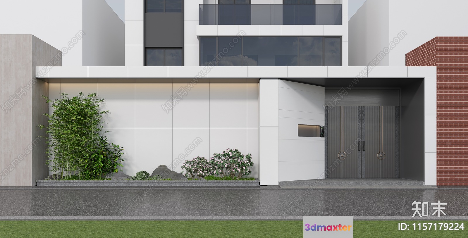 Modern Building Facade 3D Model - 14004 - VRAY Render