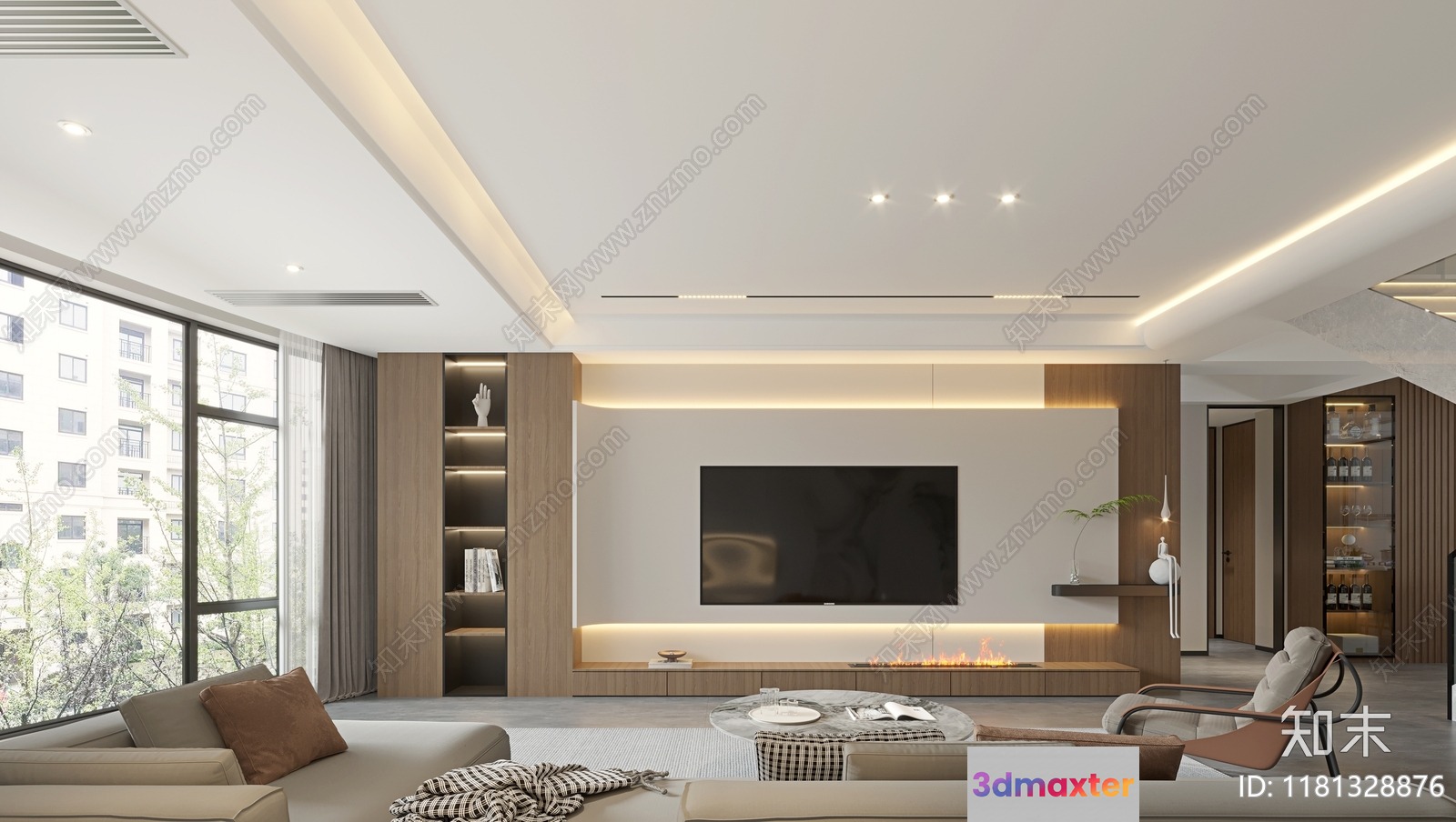 Modern Living Room 3D Model - 13374 - VRAY Render