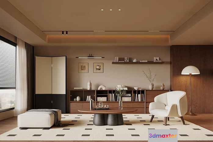 Modern Living Room 3D Model - 2593 - VRAY Render