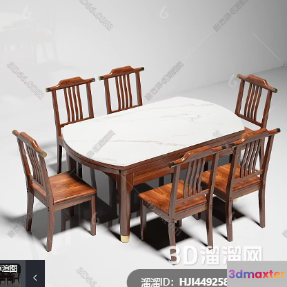 Wooden Dining Table 3D Model - 284 - VRAY Render