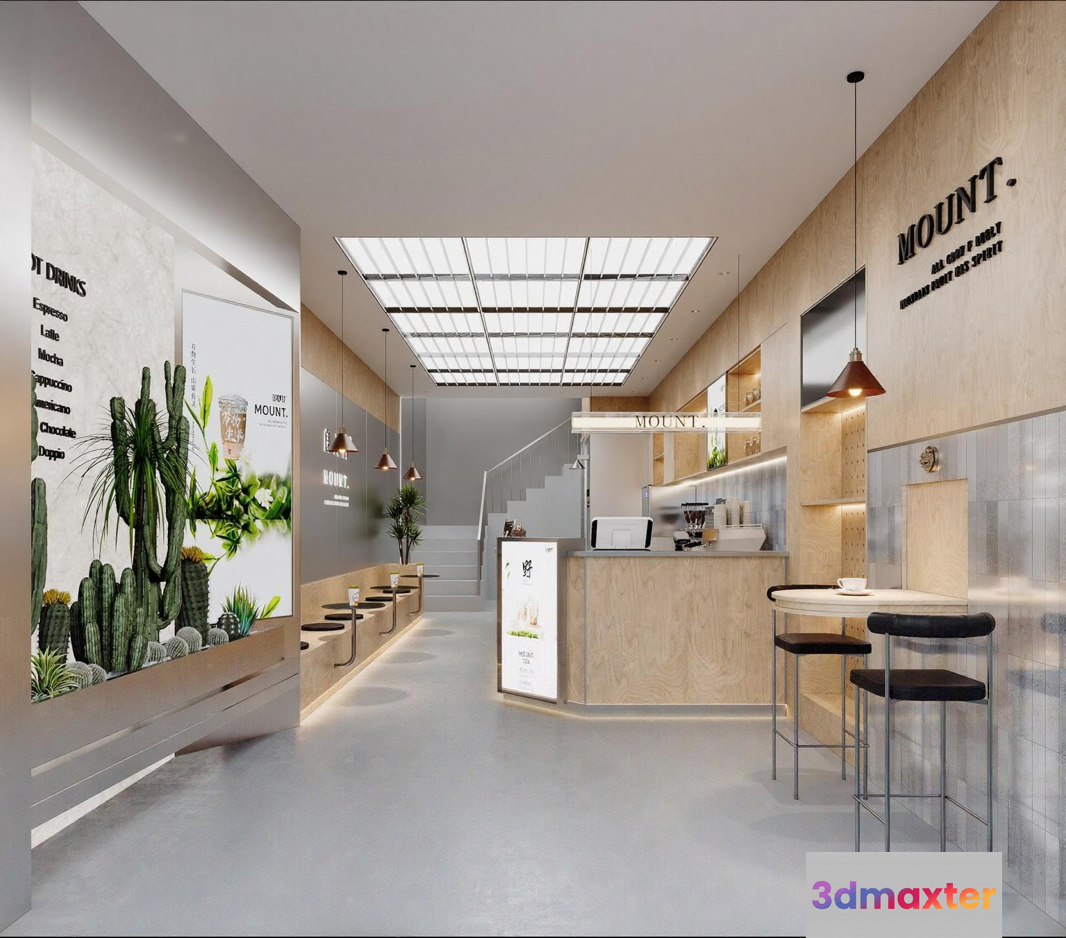 Modern Coffee Shop 3D Model - 13531 - VRAY Render