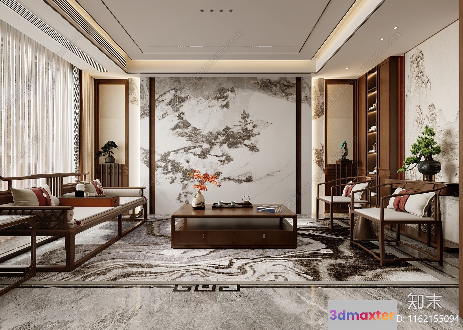 A Traditional Chinese-Style Living Room 3D Model - 16951 - VRAY Render