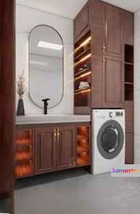 A Laundry Room With A Washing Machine 3D Model - 3029 - VRAY Render
