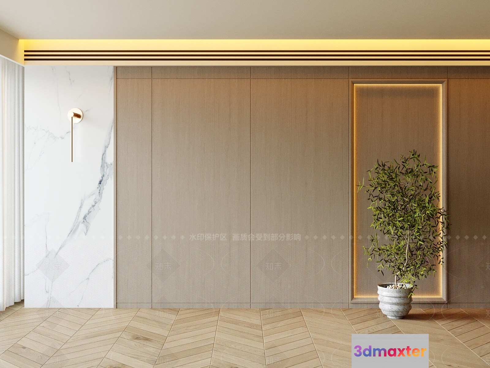 Modern Living Room 3D Model - 8655 - VRAY Render