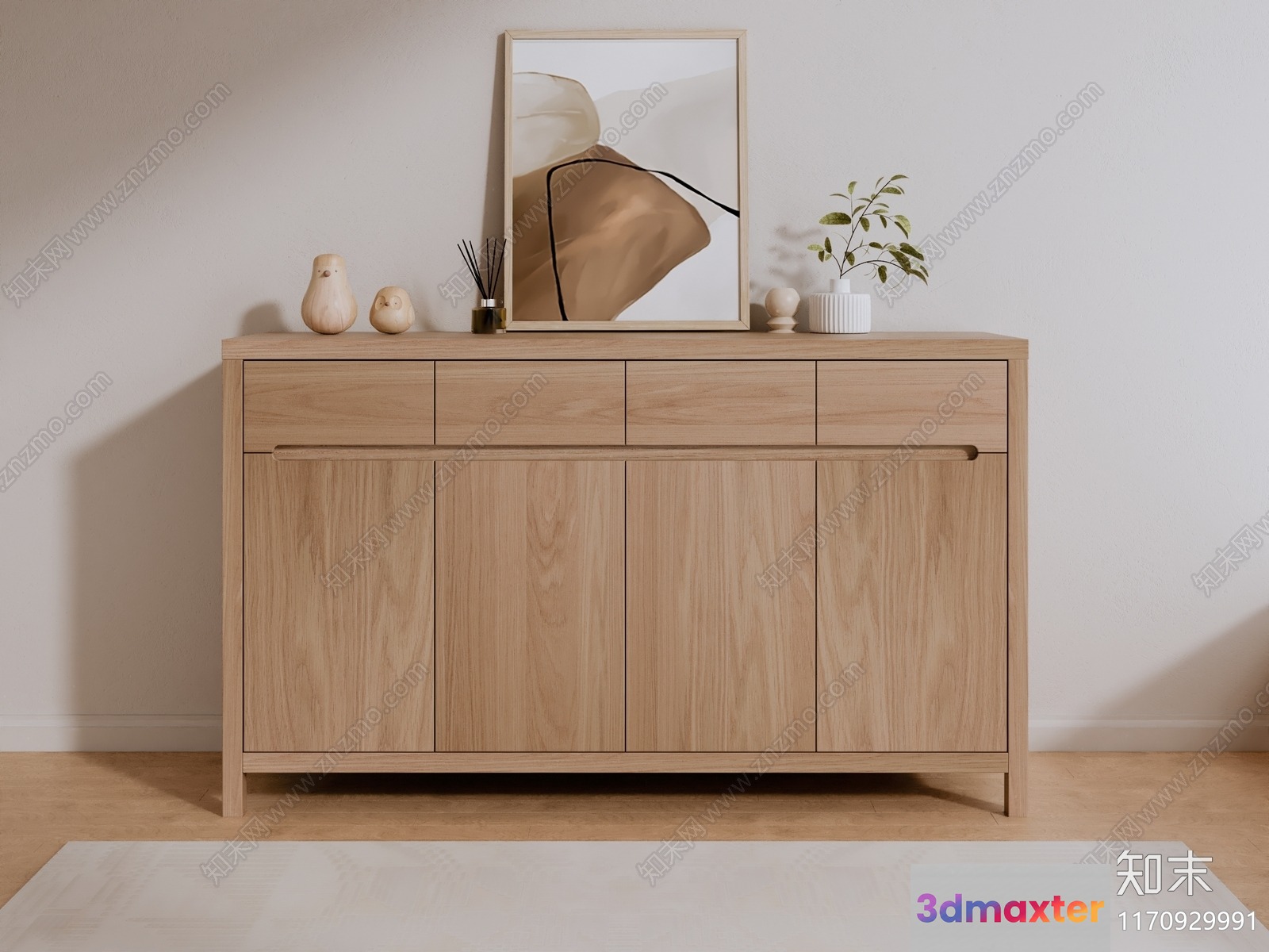 Modern Wooden Cabinet 3D Model - 7045 - VRAY Render