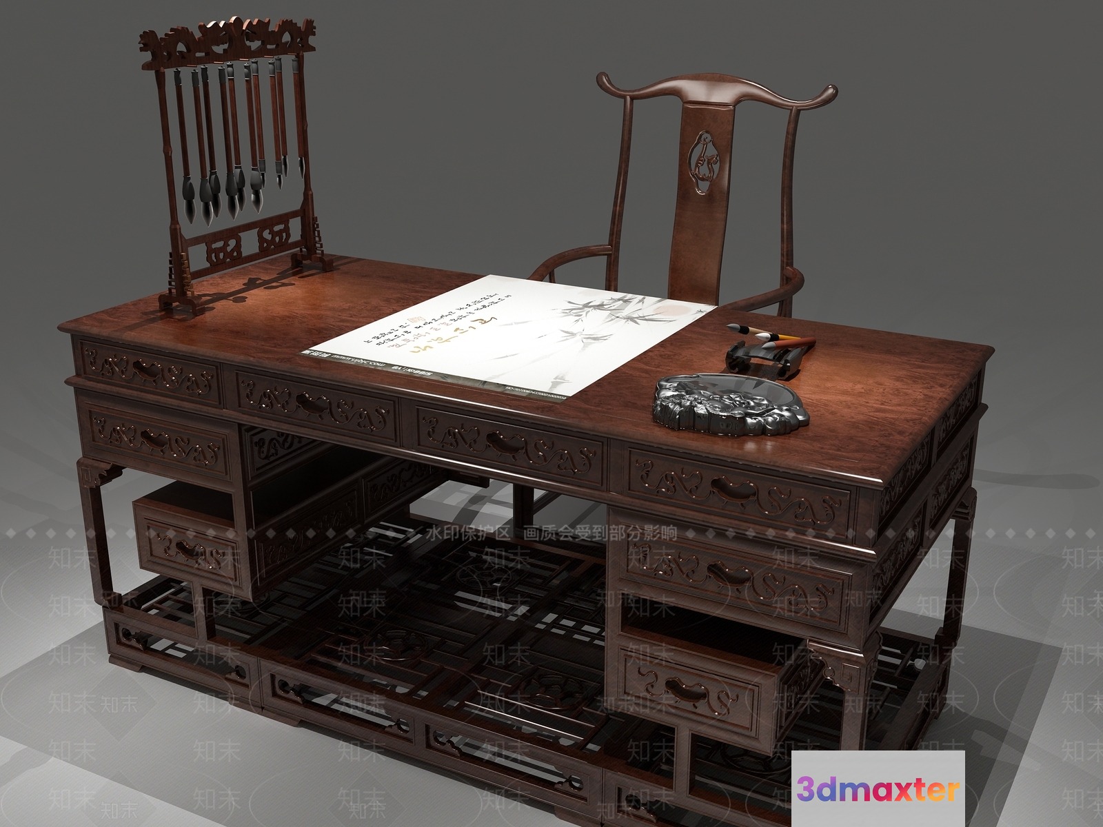 Traditional Chinese Desk 3D Model - 13052 - VRAY Render