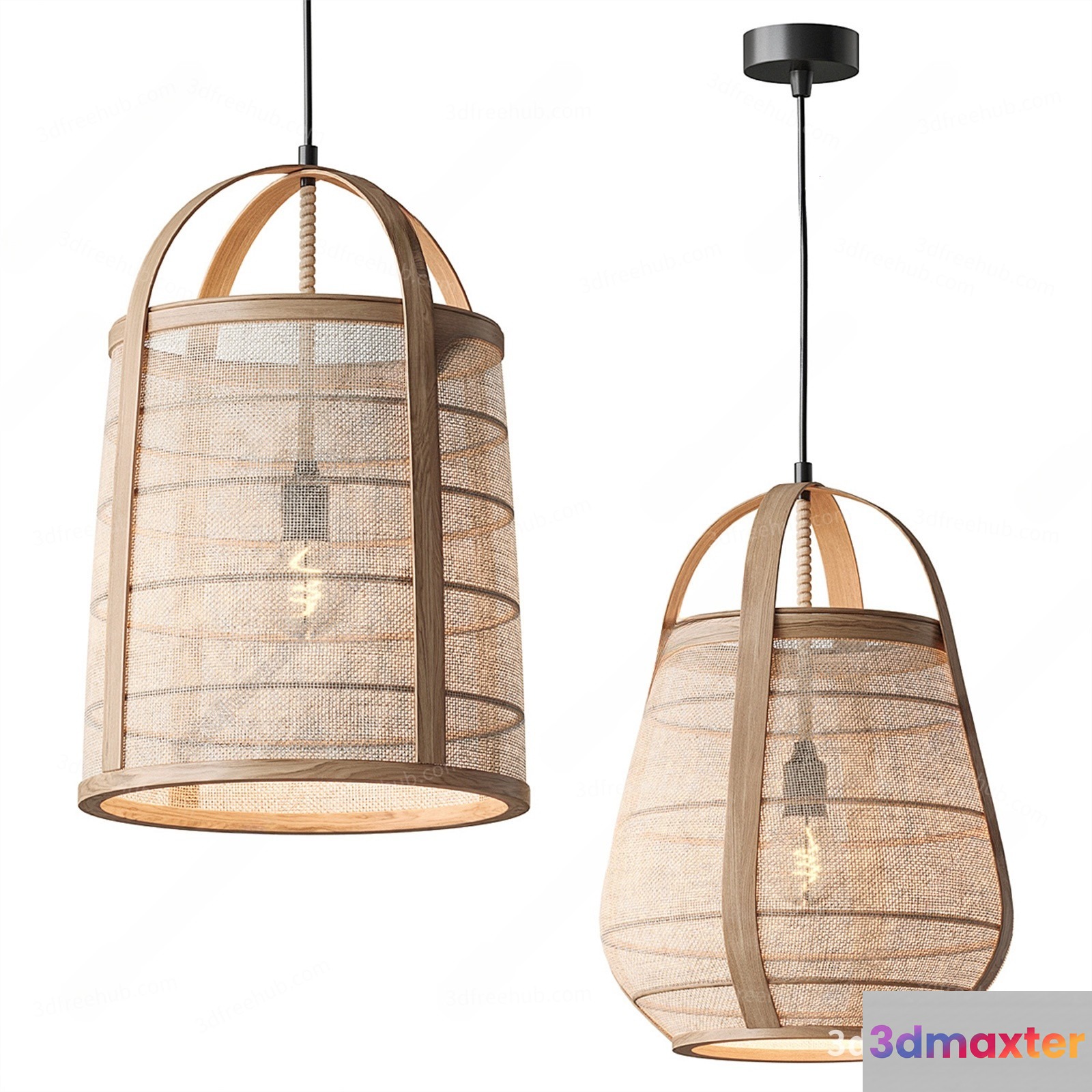 Two Hanging Light Fixtures 3D Model - 19902 - VRAY Render