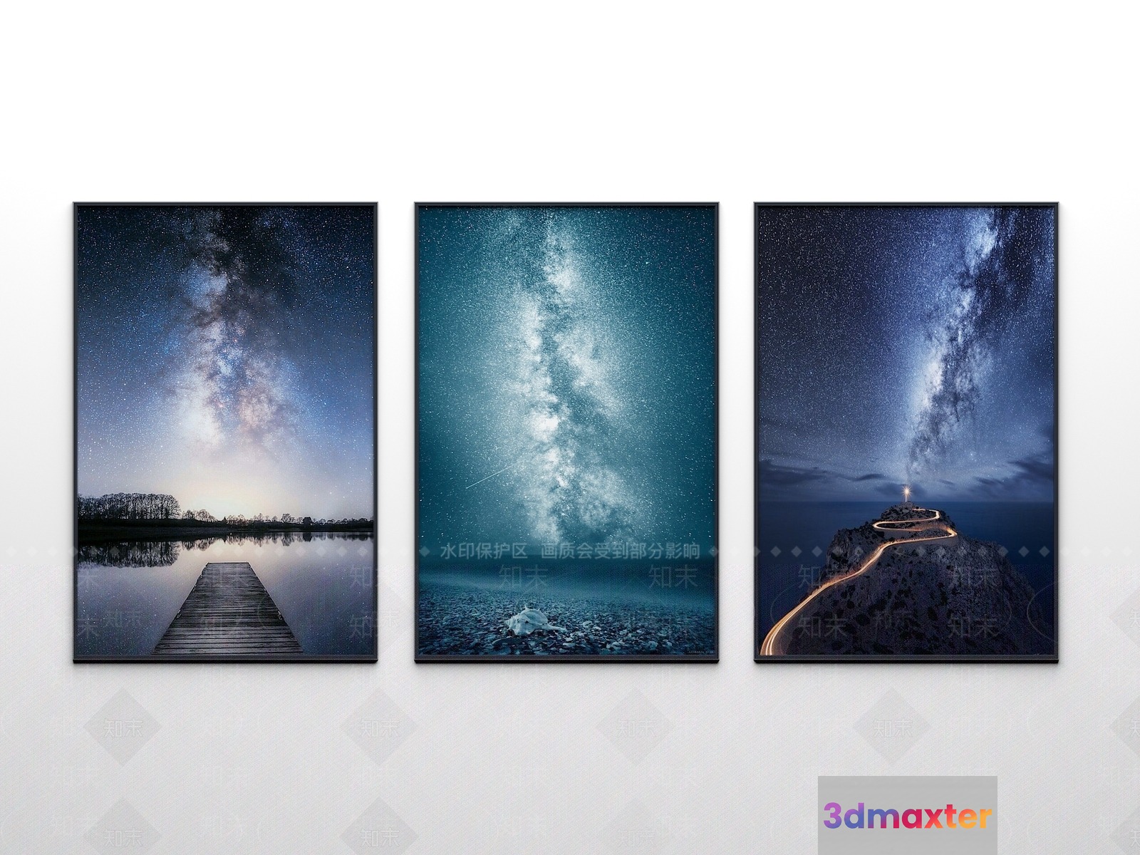 Three Framed Pictures Of The Milky Way 3D Model - 7623 - VRAY Render