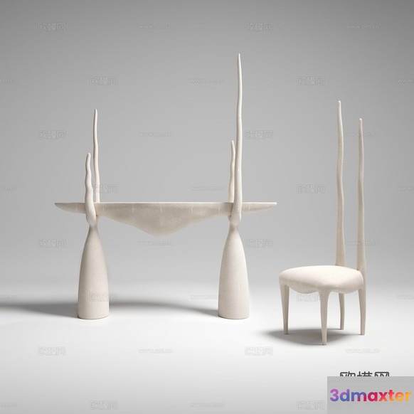 The Single Main Subject Is A White Chair 3D Model - 10461 - CORONA Render