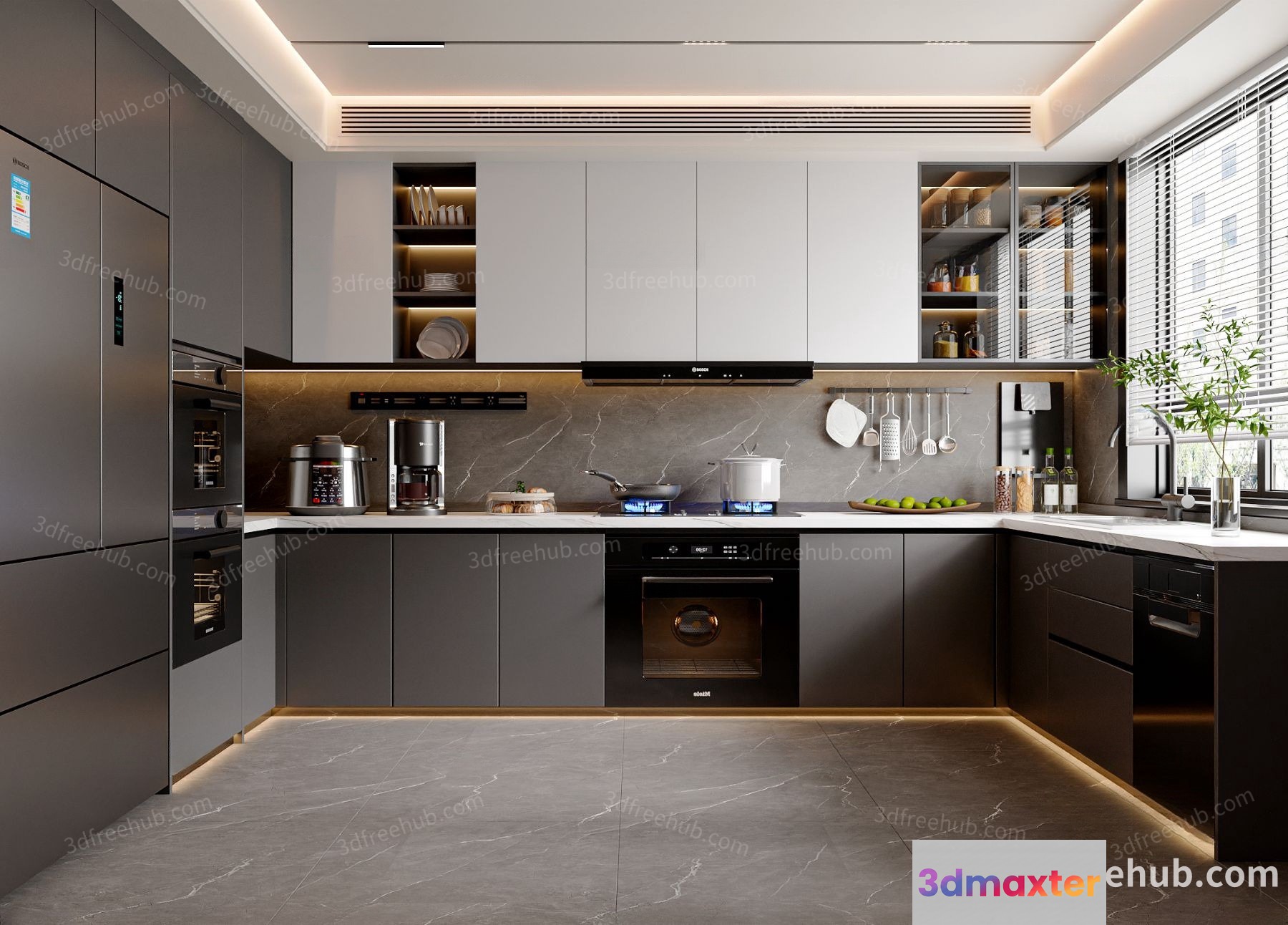 A Modern Kitchen 3D Model - 18729 - VRAY Render