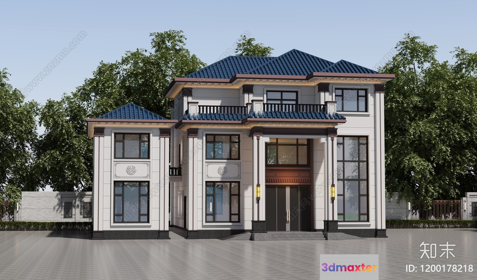 A Large Two-Story House 3D Model - 13469 - CORONA Render