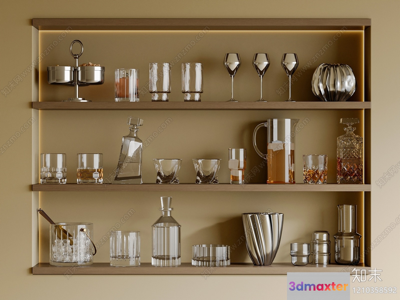 Modern Glassware Display 3D Model - 1479 - VRAY Render