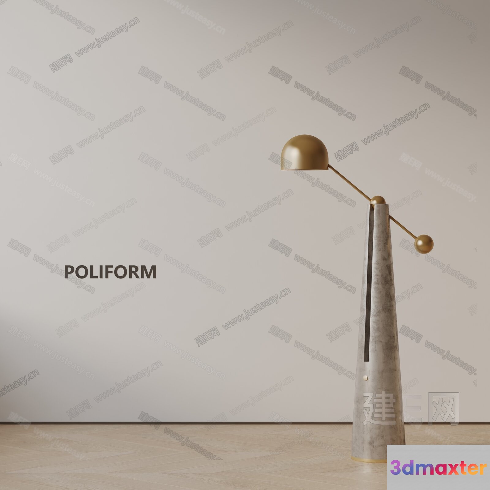 Gold Light Fixture 3D Model - 23395 - VRAY Render