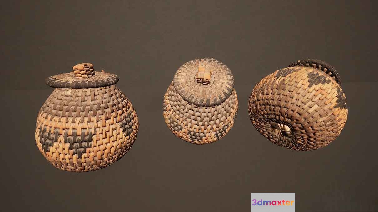 Three Woven Baskets 3D Model - 162 - VRAY Render