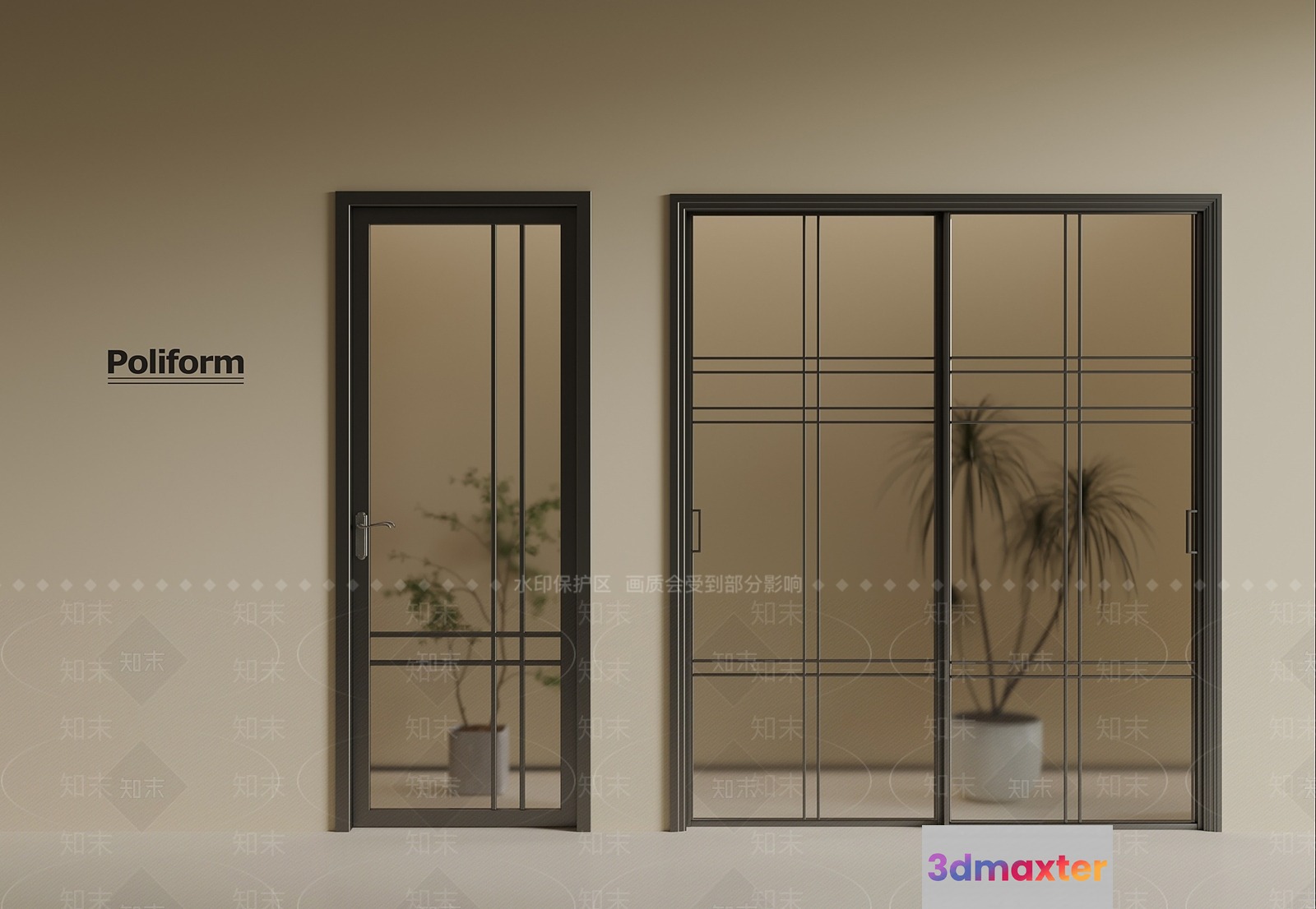 Modern Sliding Glass Doors 3D Model - 4133 - VRAY Render