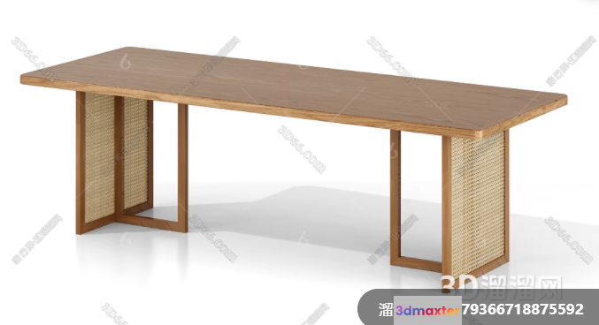 Wooden Bench With Wicker Sides 3D Model - 4899 - VRAY Render
