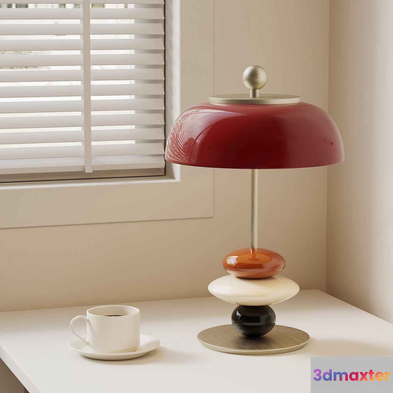 A Red Lamp 3D Model - 6384 - VRAY Render