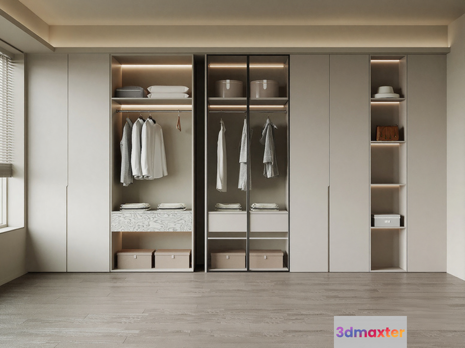 Modern White Closet 3D Model - 13600 - VRAY Render