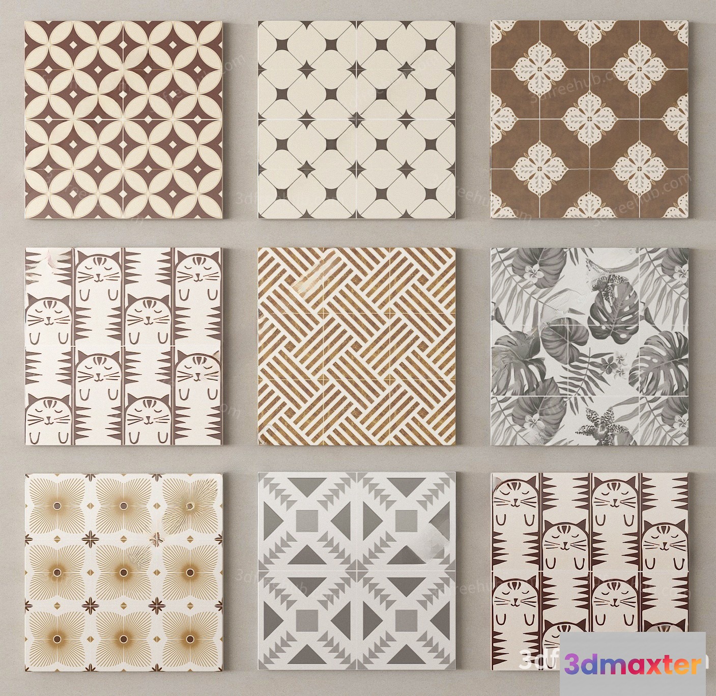 Modern Decorative Tiles 3D Model - 21162 - VRAY Render