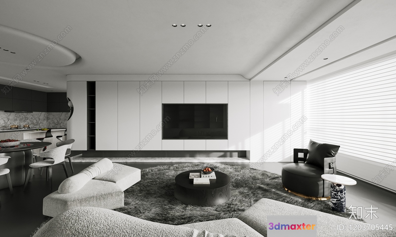Modern Living Room 3D Model - 8433 - CORONA Render