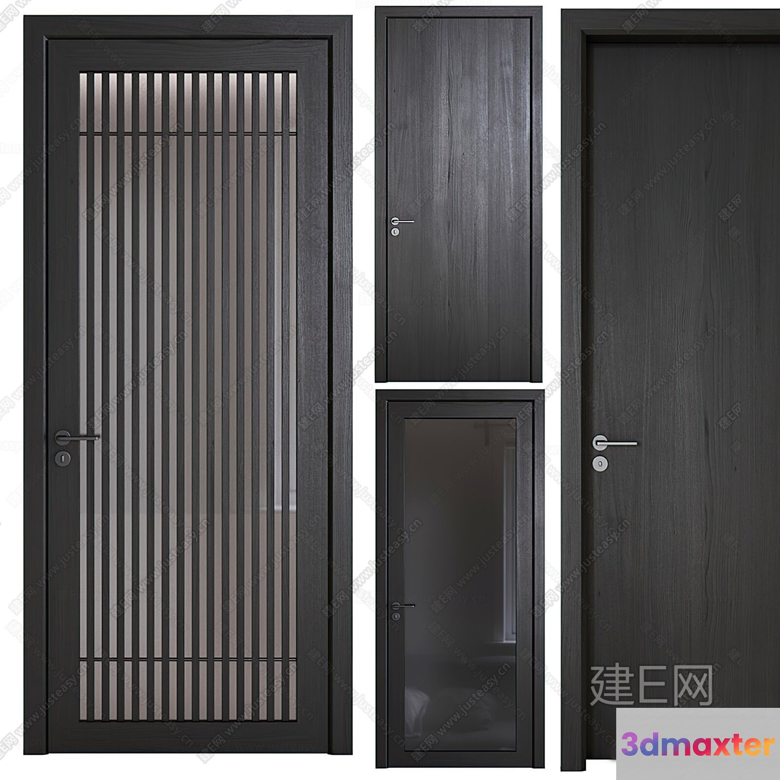 Modern Dark Wood Doors 3D Model - 561 - VRAY Render