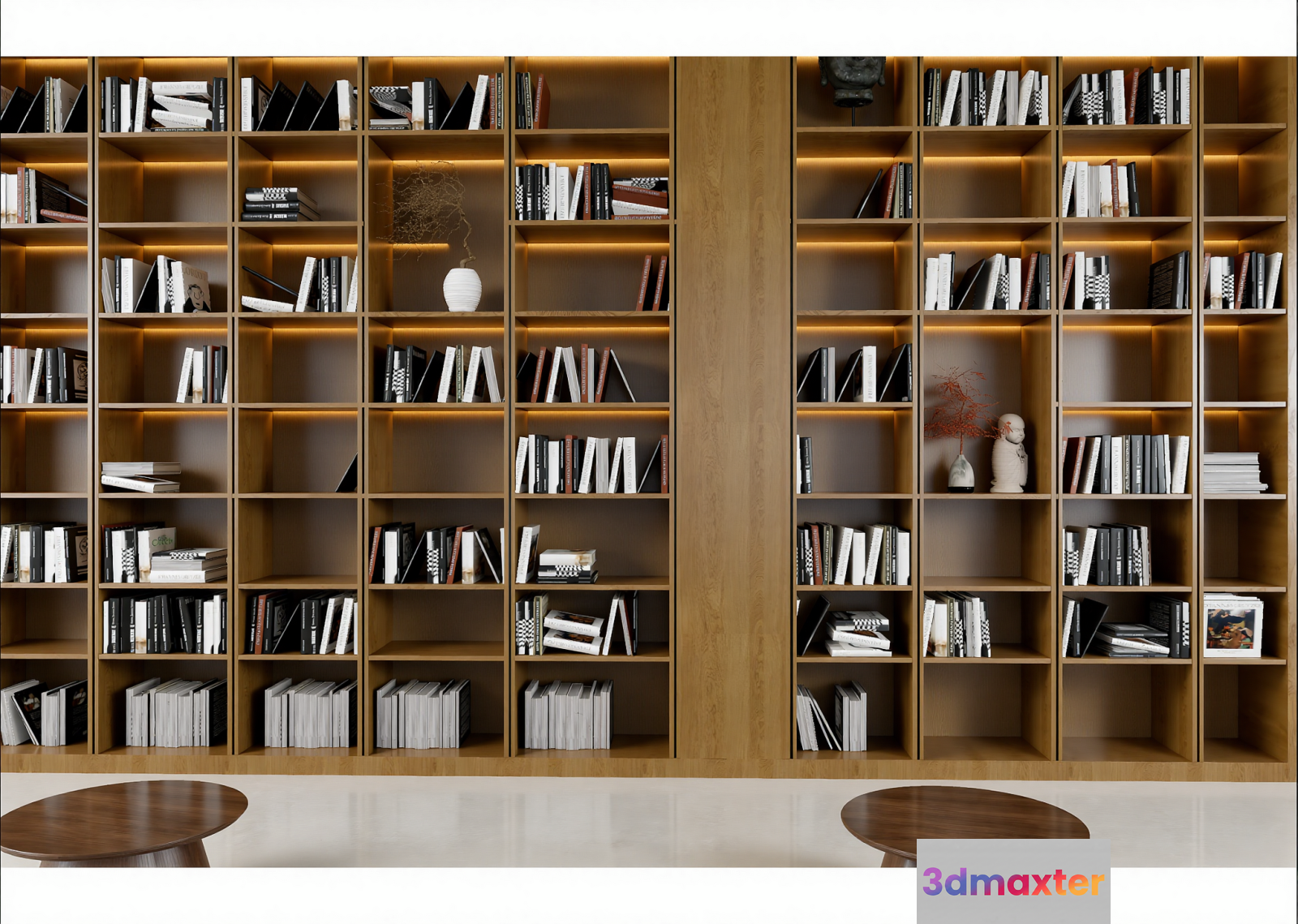 Wooden Bookshelves 3D Model - 6932 - VRAY Render