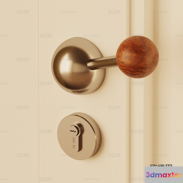 A Door With A Doorknob And Lock 3D Model - 10040 - VRAY Render