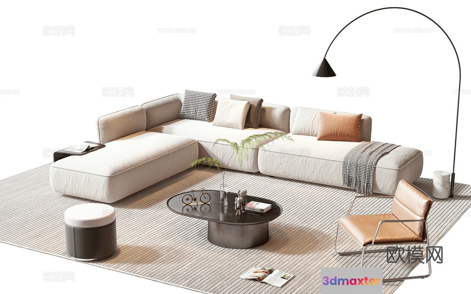 Modern Living Room 3D Model - 19093 - VRAY Render
