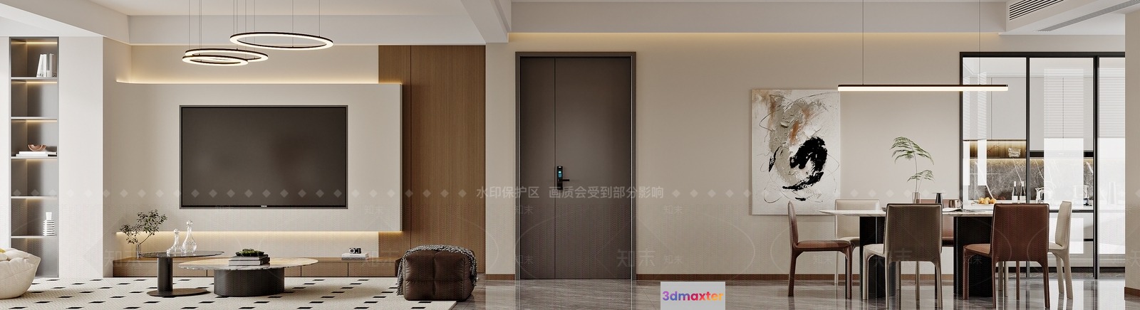 Modern Living Room 3D Model - 19818 - VRAY Render