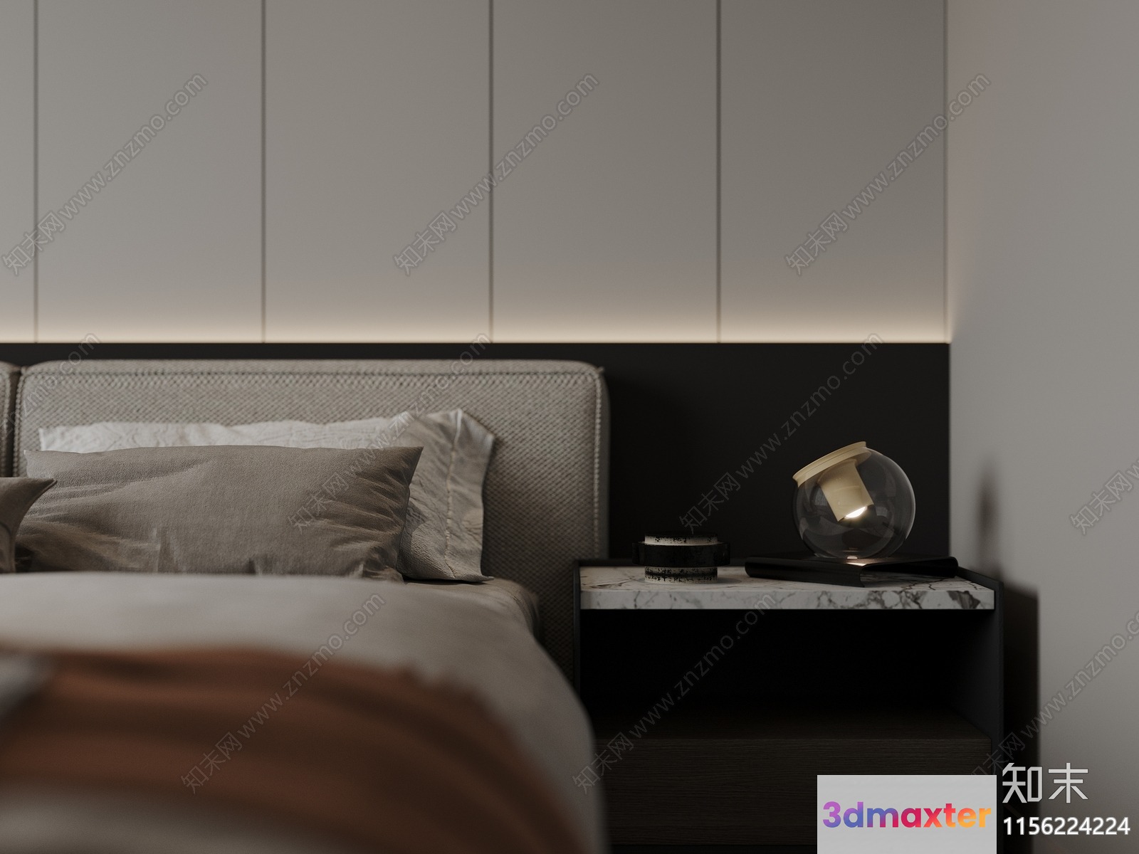 Modern Bedroom Decor 3D Model - 16947 - VRAY Render