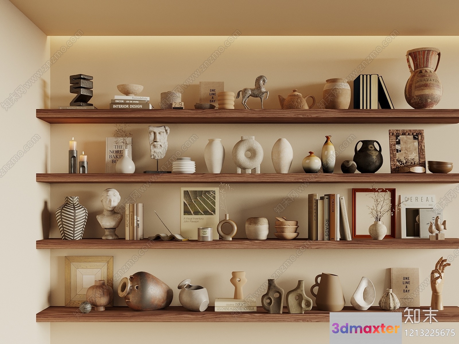 Modern Wooden Shelves 3D Model - 23058 - VRAY Render