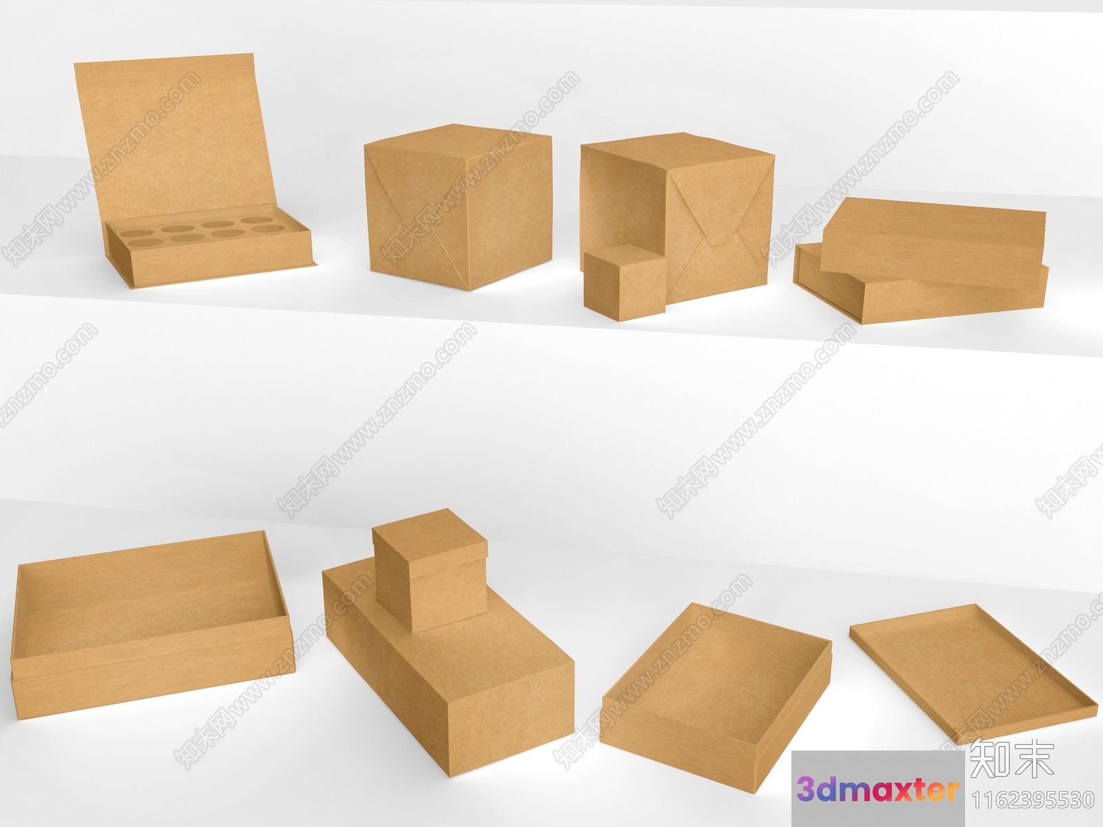 Brown Cardboard Boxes 3D Model - 16280 - VRAY Render