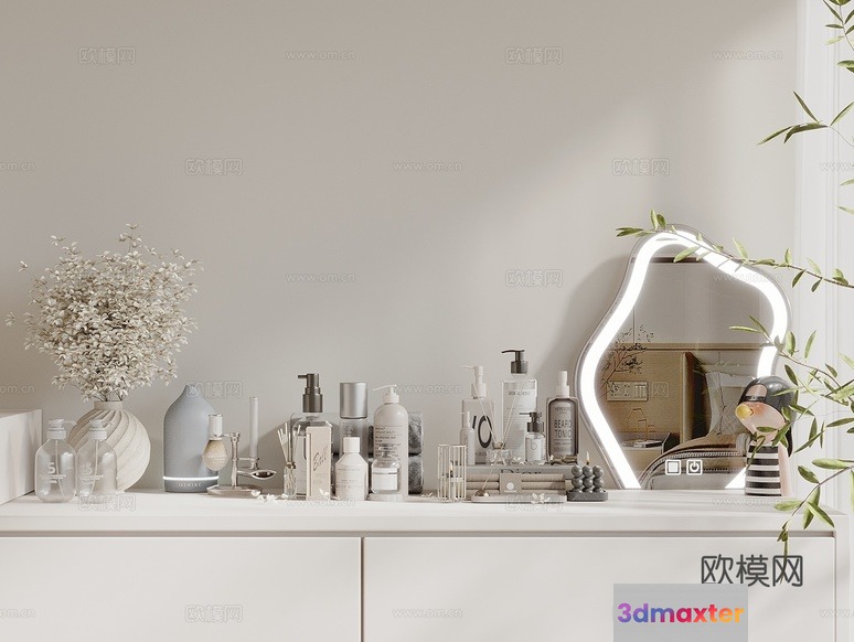A White Vanity With A Mirror 3D Model - 11752 - VRAY Render